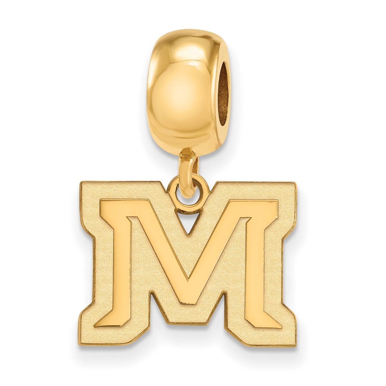 Montana State University Bead Charm Small Dangle Gold-plated Silver GP024MTU