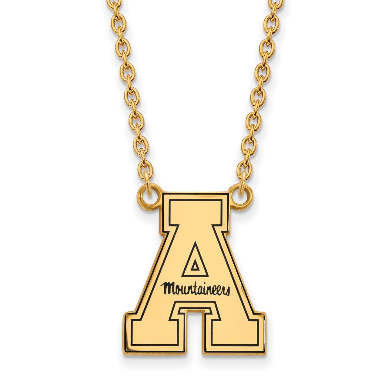 Appalachian State University Enamel Large Pendant with Chain Necklace Gold-plated Silver GP025APS-18