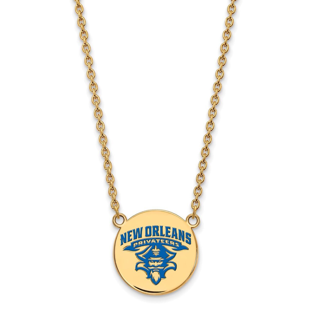 University of New Orleans Large Enamel Disc Necklace Gold-plated Silver GP025UNO-18
