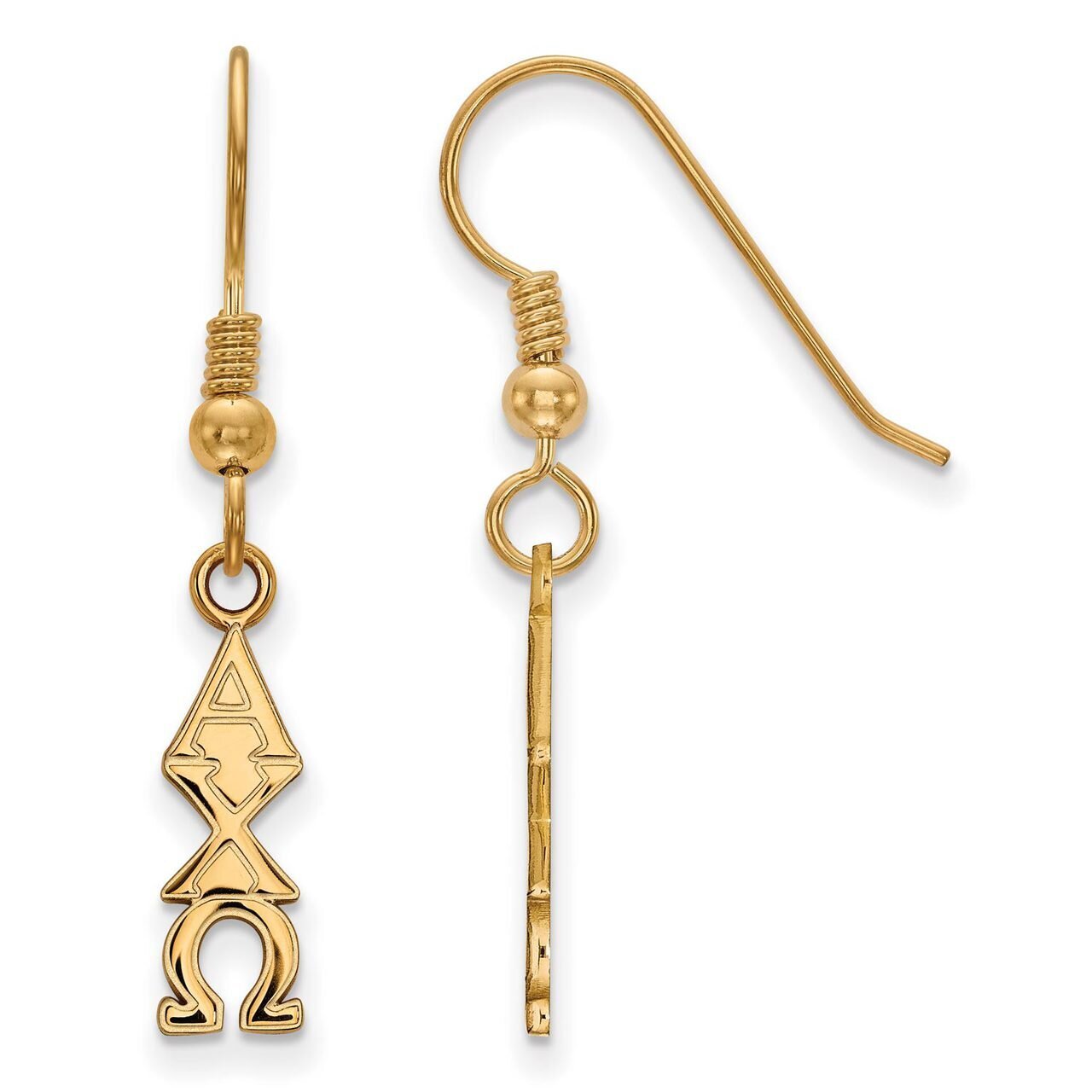 Alpha Chi Omega Small Dangle Earrings Gold-plated Silver GP026ACO