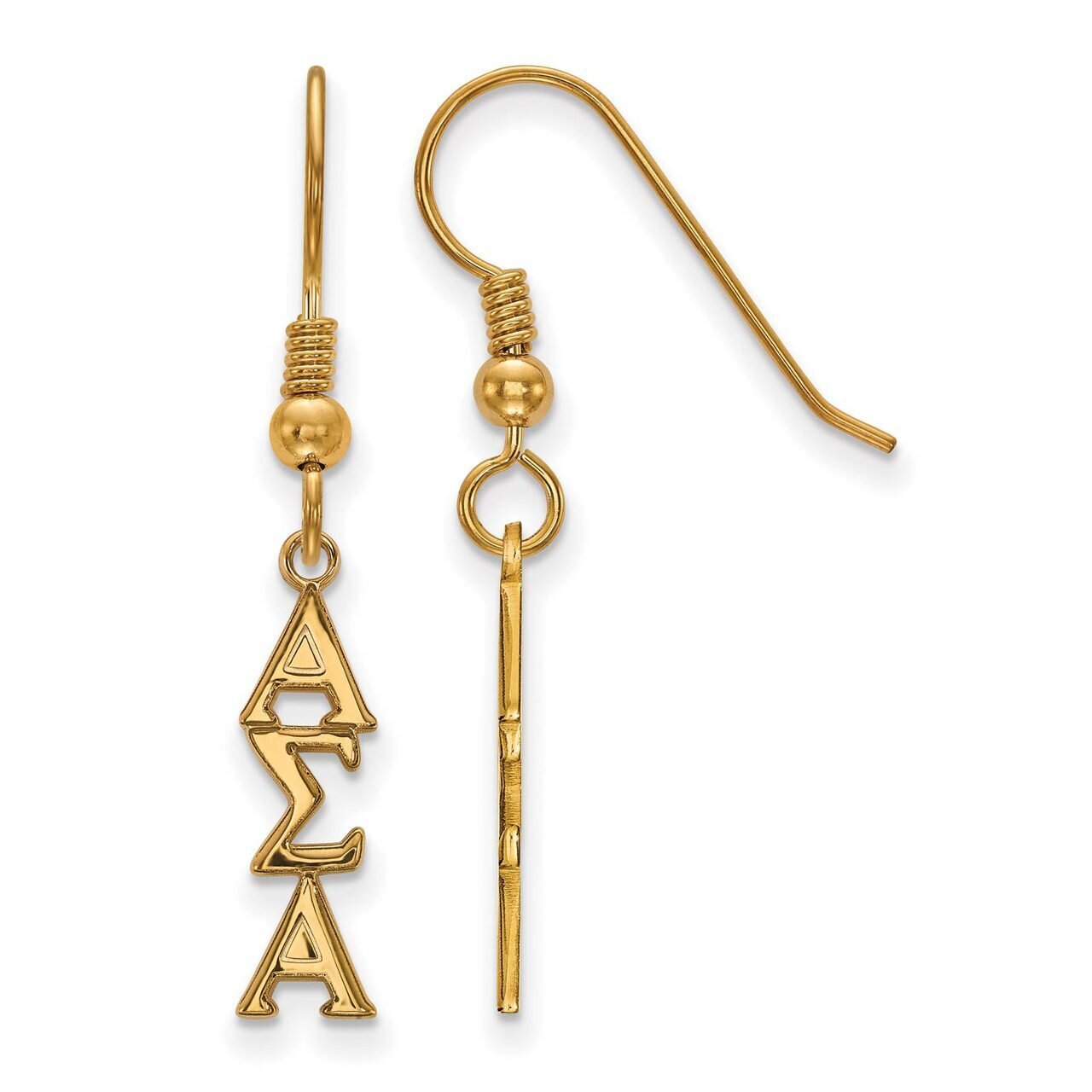 Alpha Sigma Alpha Small Dangle Earrings Gold-plated Silver GP026ASI, MPN: GP026ASI, 886774929392