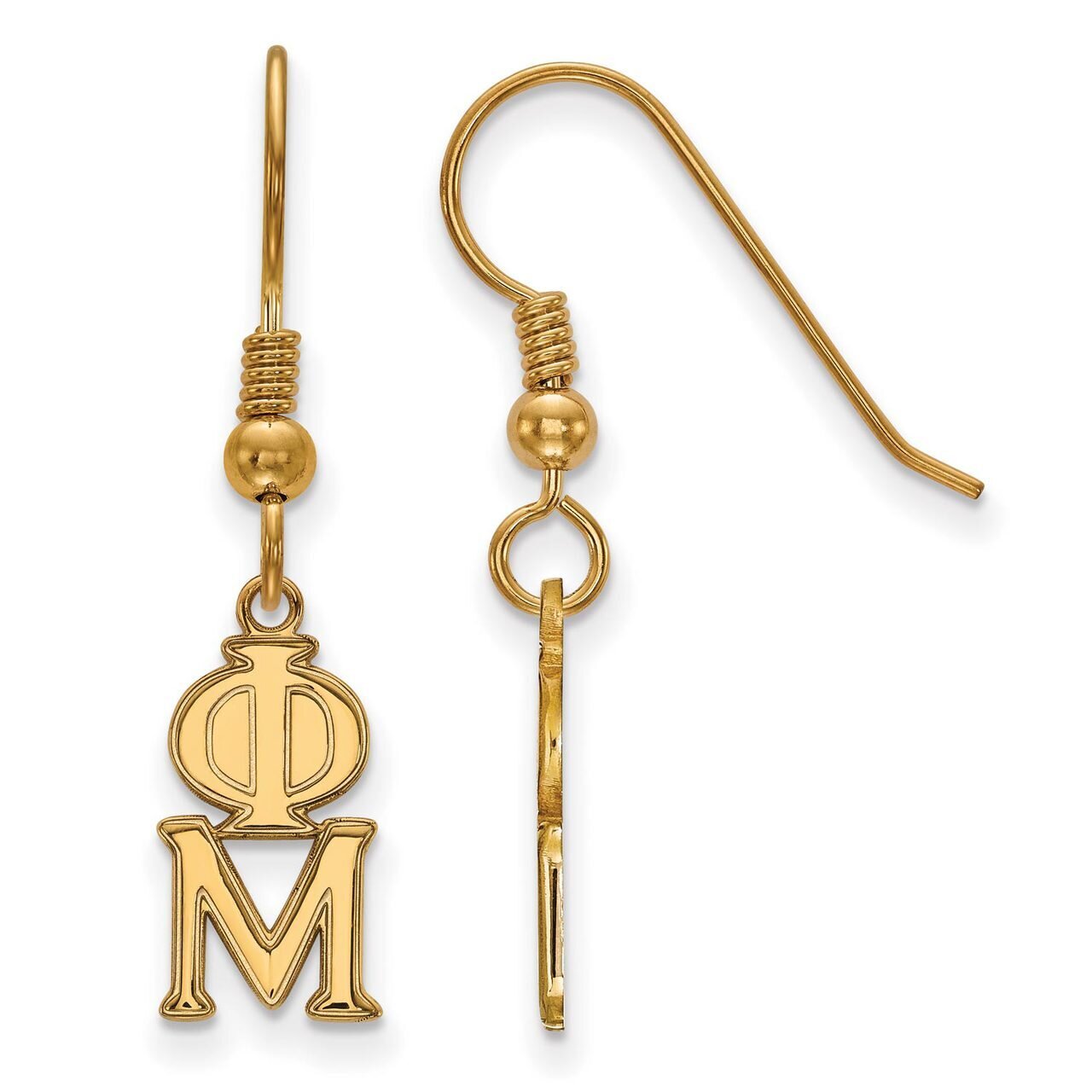 Phi Mu Small Dangle Earrings Gold-plated Silver GP026PHM, MPN: GP026PHM, 886774929866