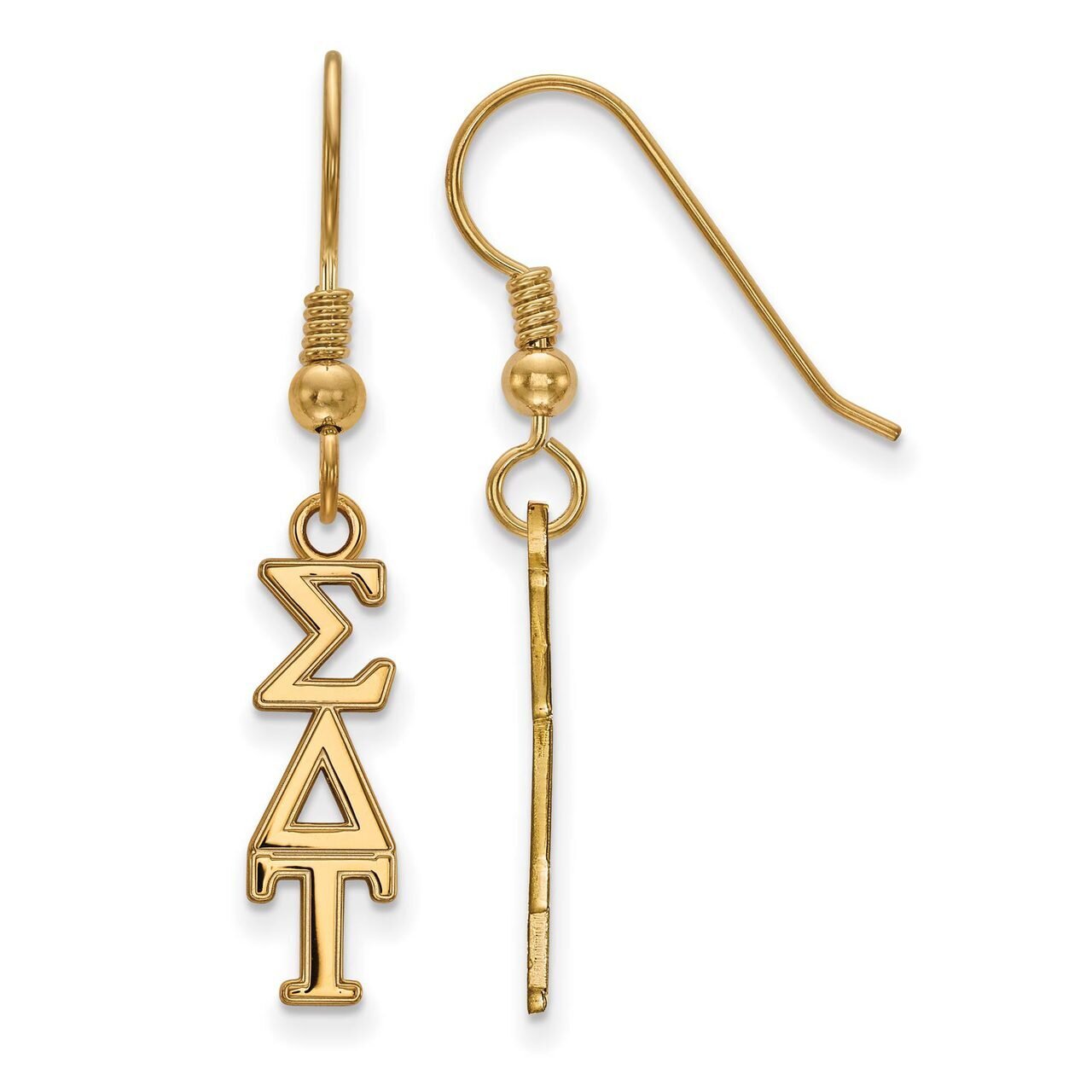 Sigma Delta Tau Small Dangle Earrings Gold-plated Silver GP026SDT