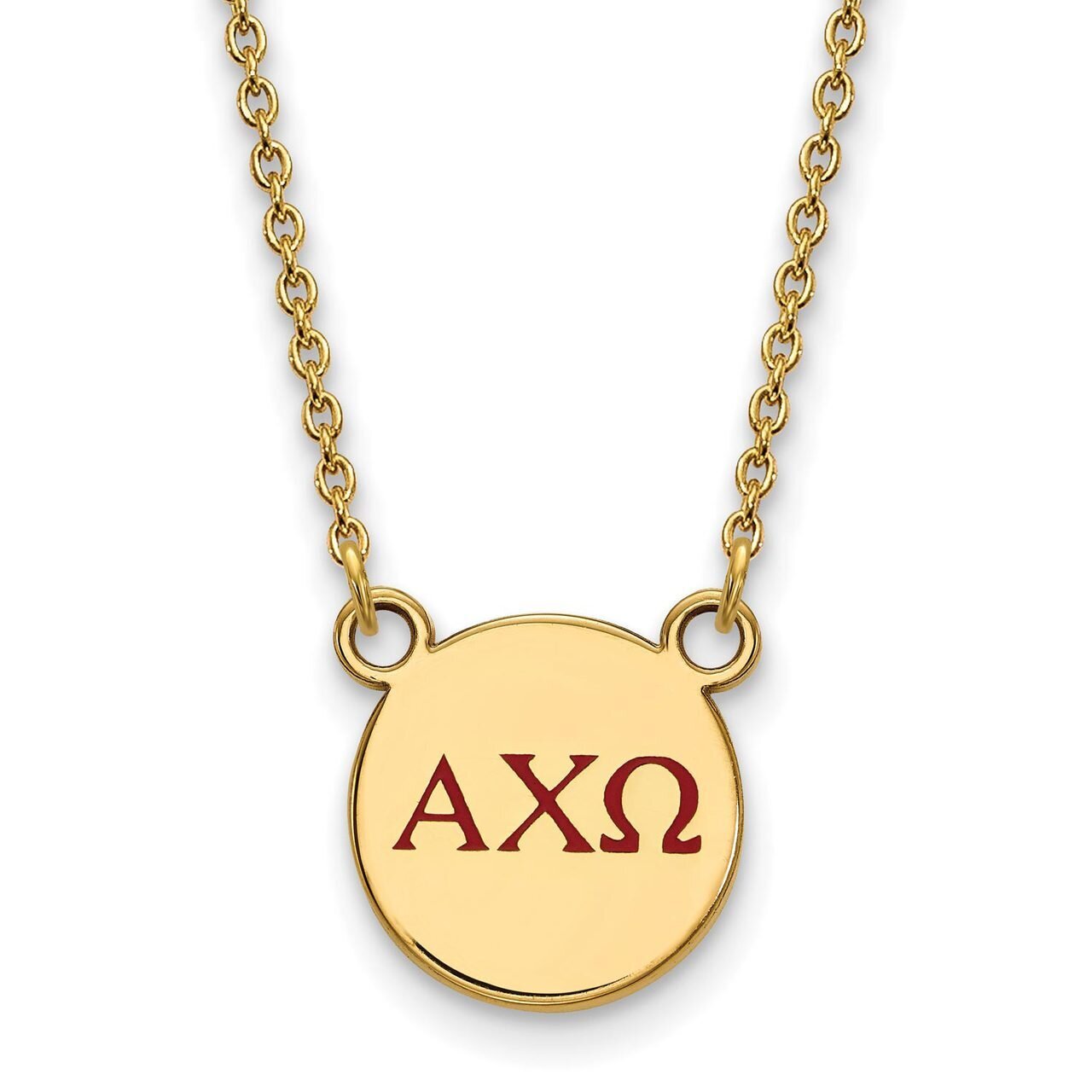 Alpha Chi Omega Extra Small Enameled Pendant with 18 Inch Chain Gold-plated Silver GP027ACO-18, MPN…