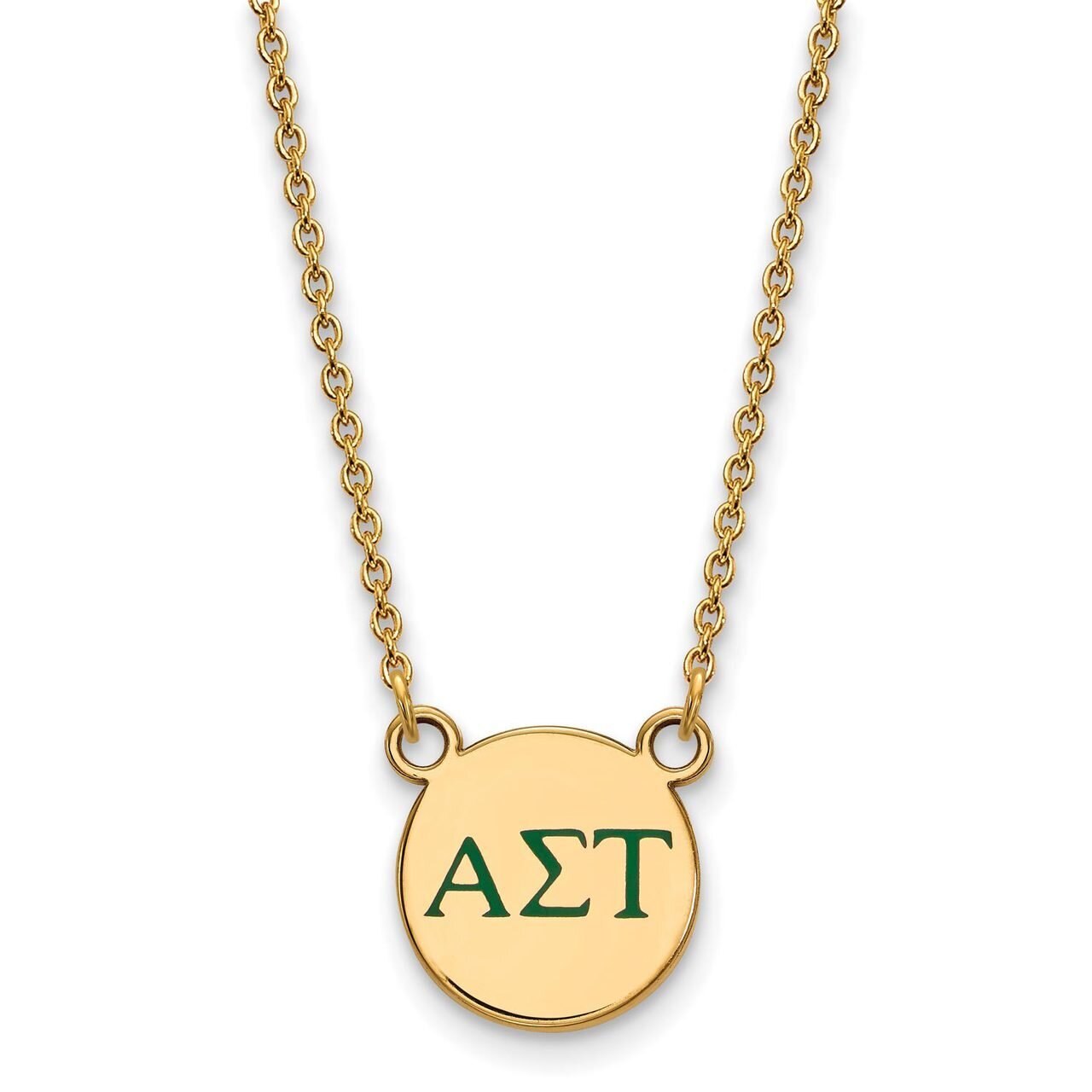 Alpha Sigma Tau Extra Small Enameled Pendant with 18 Inch Chain Gold-plated Silver GP027ALS-18