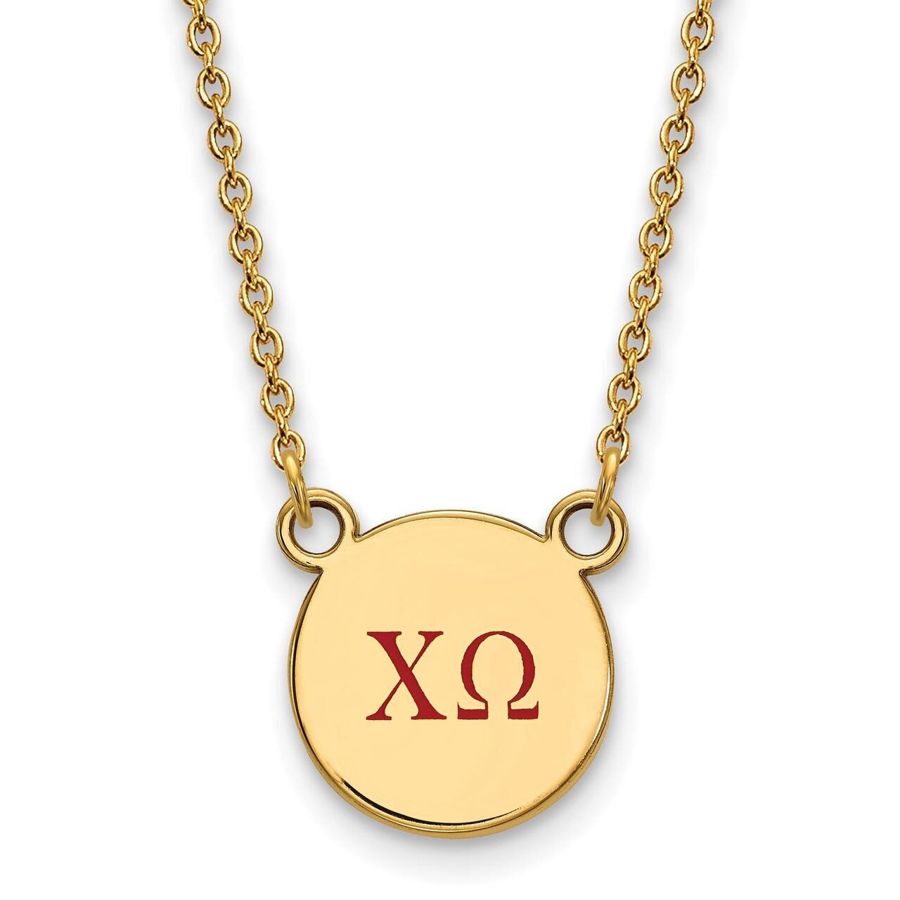 Chi Omega Extra Small Enameled Pendant with 18 Inch Chain Gold-plated Silver GP027CHO-18, MPN: GP02…