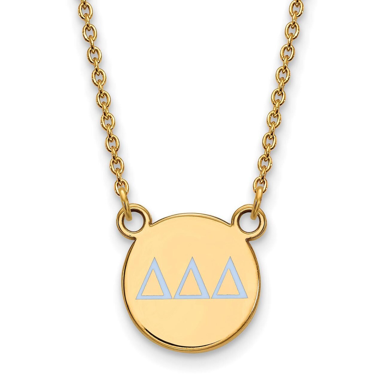 Delta Delta Delta Extra Small Enameled Pendant with 18 Inch Chain Gold-plated Silver GP027DDD-18, M…