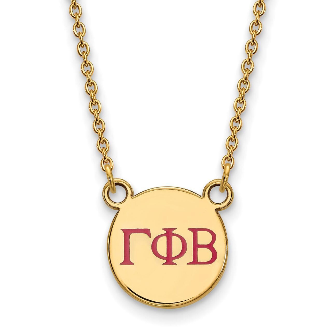 Gamma Phi Beta Extra Small Enameled Pendant with 18 Inch Chain Gold-plated Silver GP027GPB-18, MPN:…