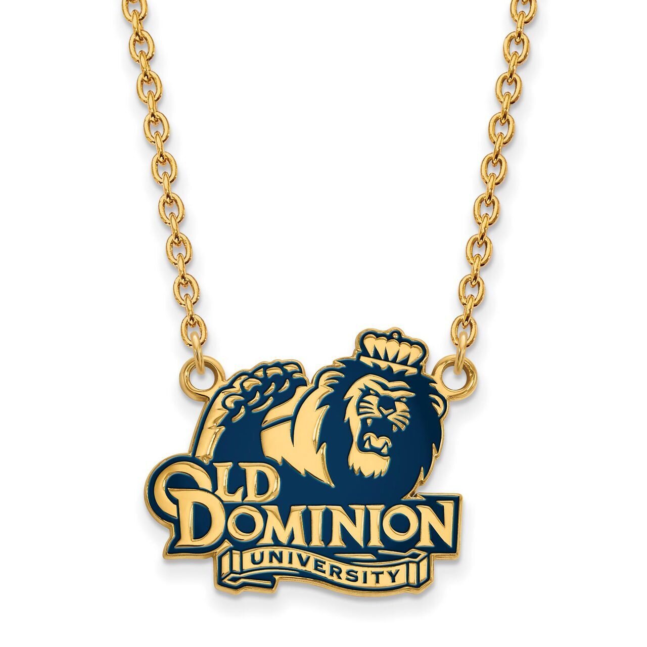 Old Dominion University Large Enamel Pendant with Chain Necklace Gold-plated Silver GP027ODU-18