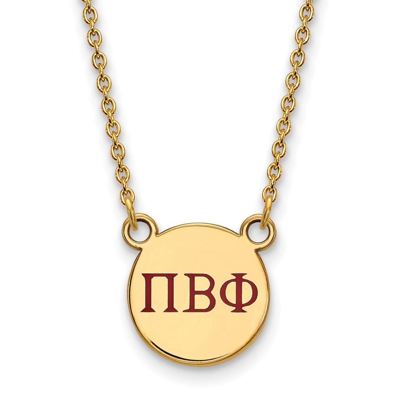 Pi Beta Phi Extra Small Enameled Pendant with 18 Inch Chain Gold-plated Silver GP027PBP-18
