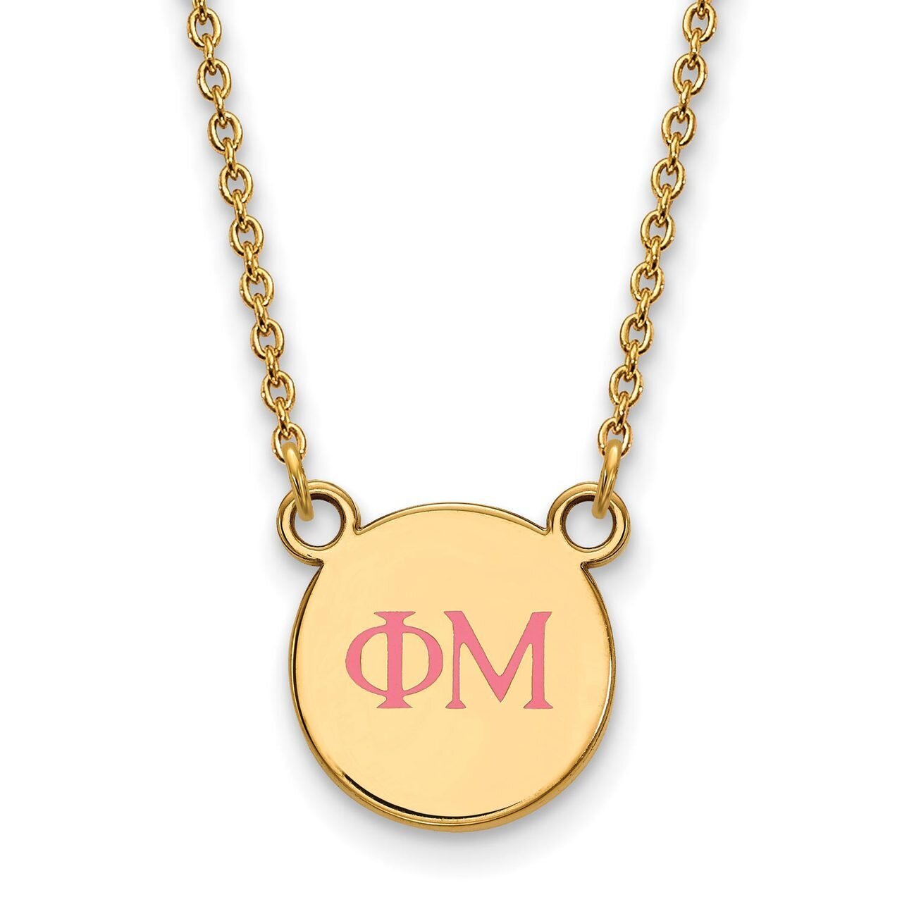 Phi Mu Extra Small Enameled Pendant with 18 Inch Chain Gold-plated Silver GP027PHM-18, MPN: GP027PH…