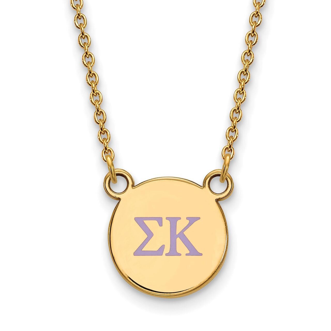 Sigma Kappa Extra Small Enameled Pendant with 18 Inch Chain Gold-plated Silver GP027SKP-18, MPN: GP…