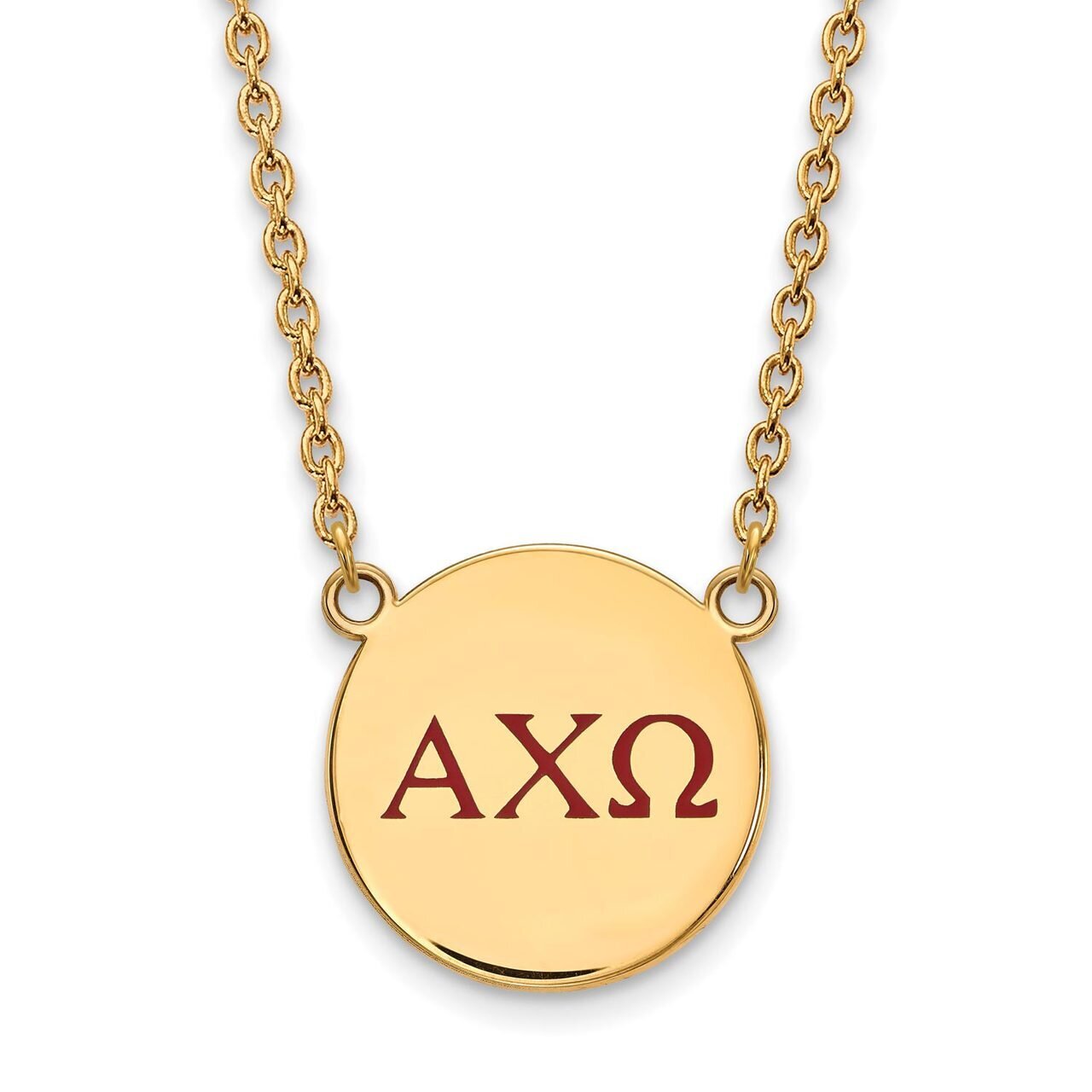 Alpha Chi Omega Small Enameled Pendant with 18 Inch Chain Gold-plated Silver GP028ACO-18, MPN: GP02…