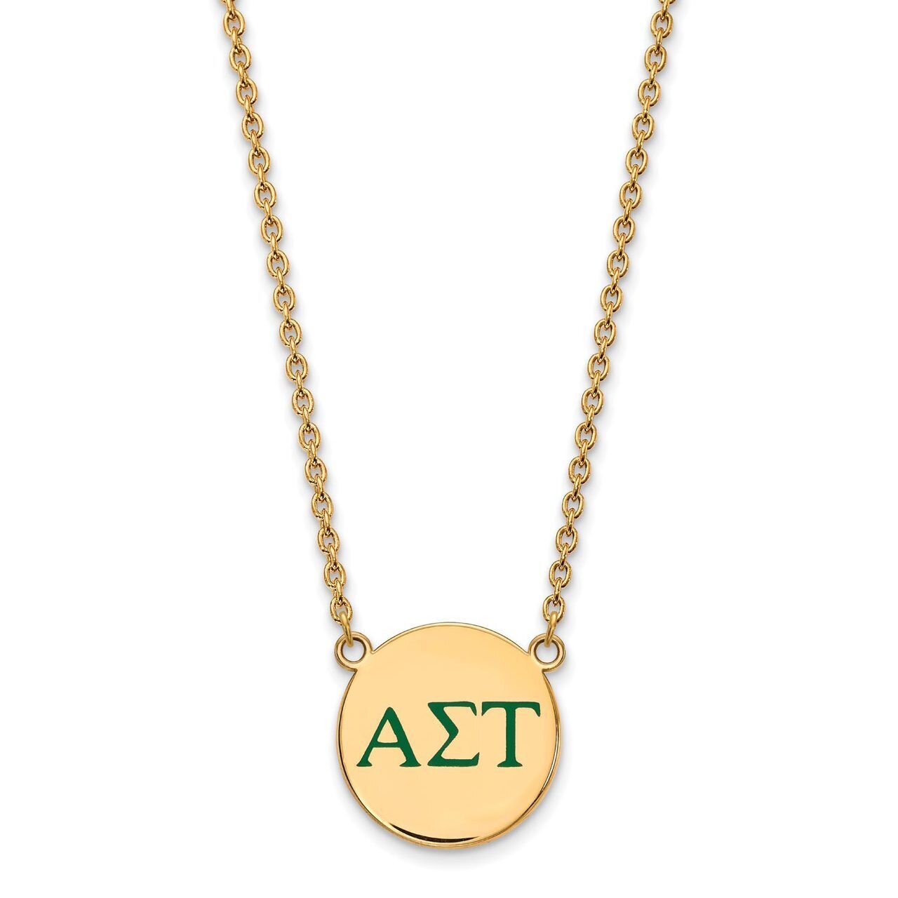 Alpha Sigma Tau Small Enameled Pendant with 18 Inch Chain Gold-plated Silver GP028ALS-18, MPN: GP02…