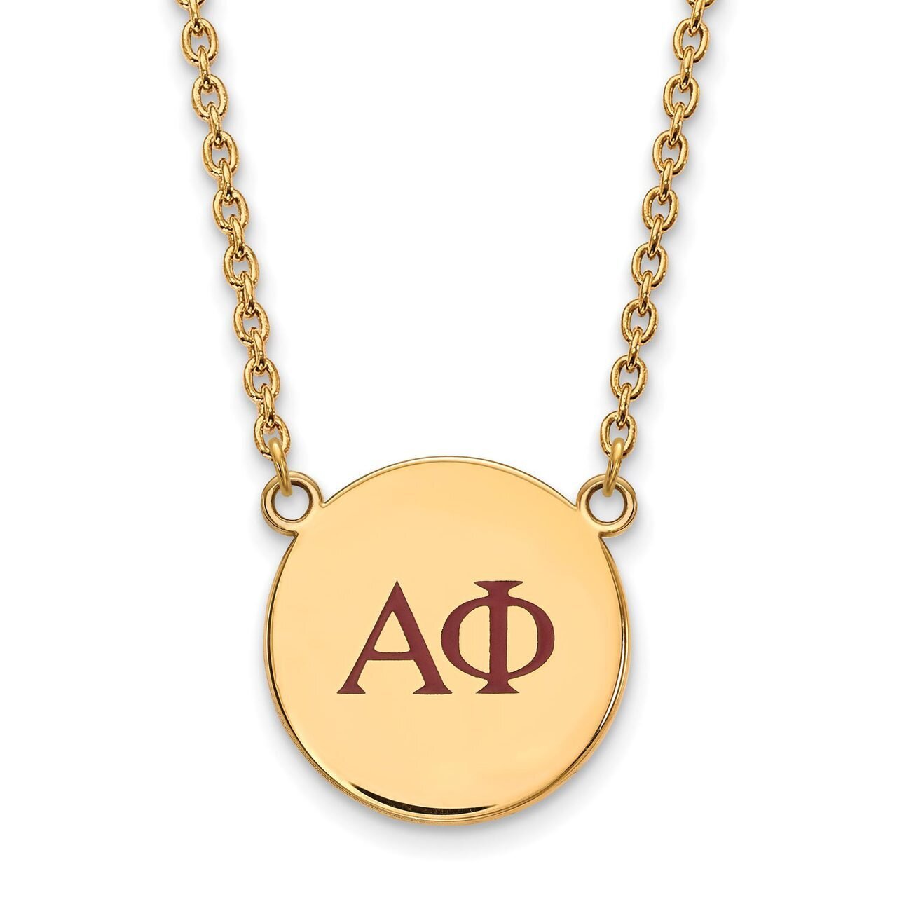 Alpha Phi Small Enameled Pendant with 18 Inch Chain Gold-plated Silver GP028APH-18