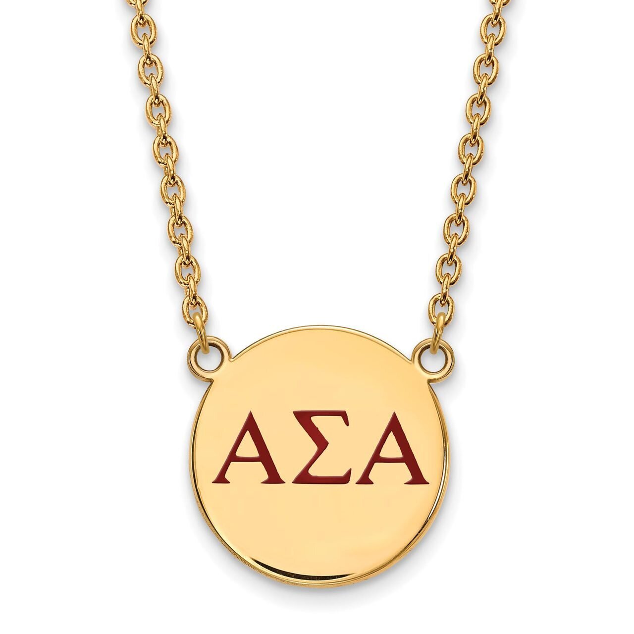 Alpha Sigma Alpha Small Enameled Pendant with 18 Inch Chain Gold-plated Silver GP028ASI-18, MPN: GP…