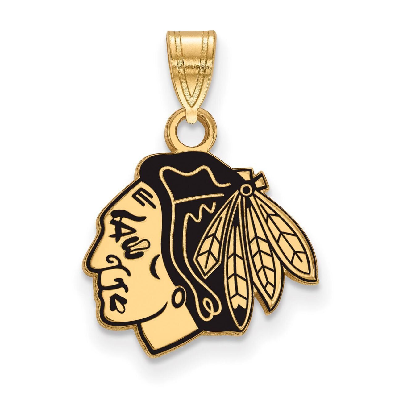Chicago Blackhawks Small Enamel Pendant Gold-plated Silver GP028BLA, MPN: GP028BLA, 886774744070