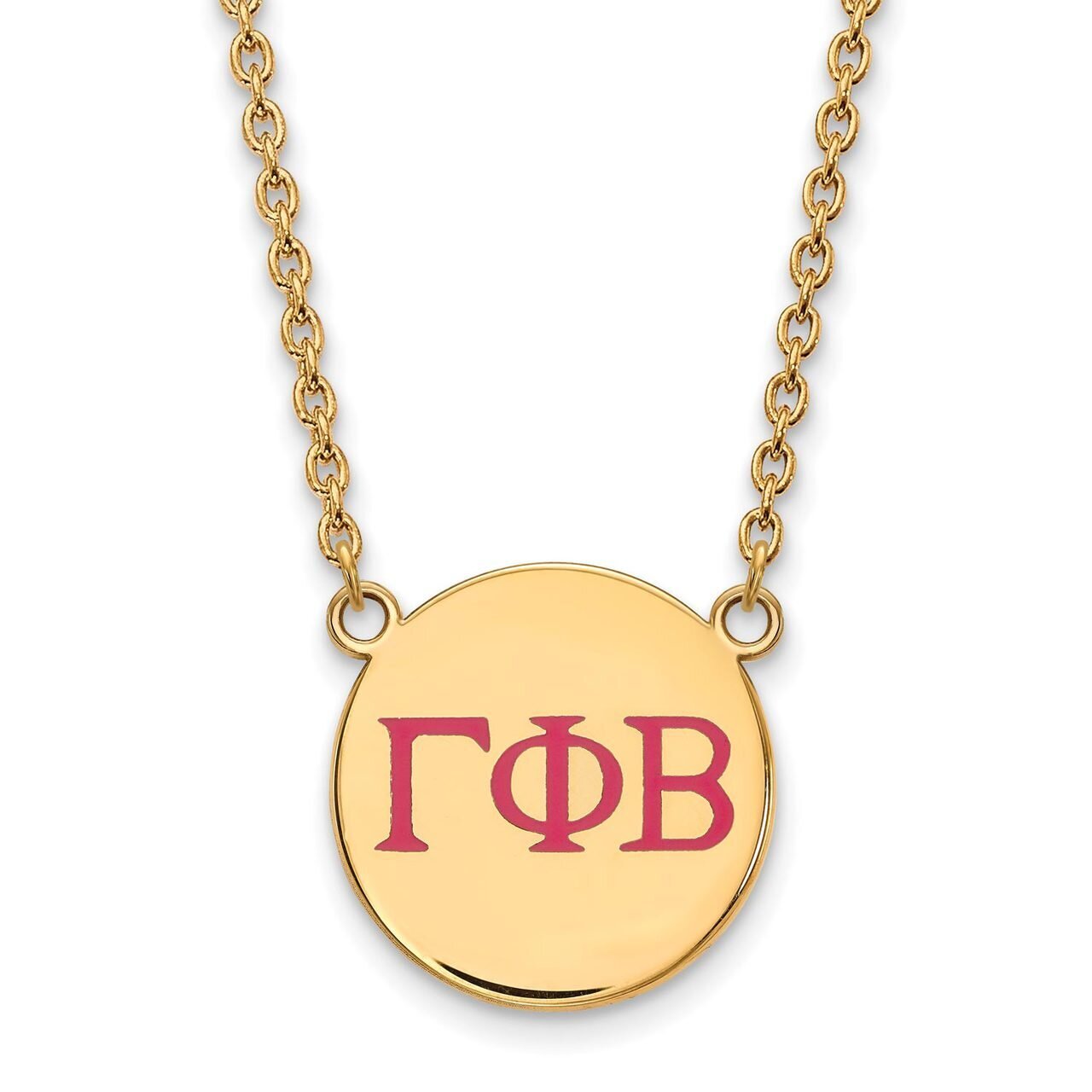 Gamma Phi Beta Small Enameled Pendant with 18 Inch Chain Gold-plated Silver GP028GPB-18, MPN: GP028…
