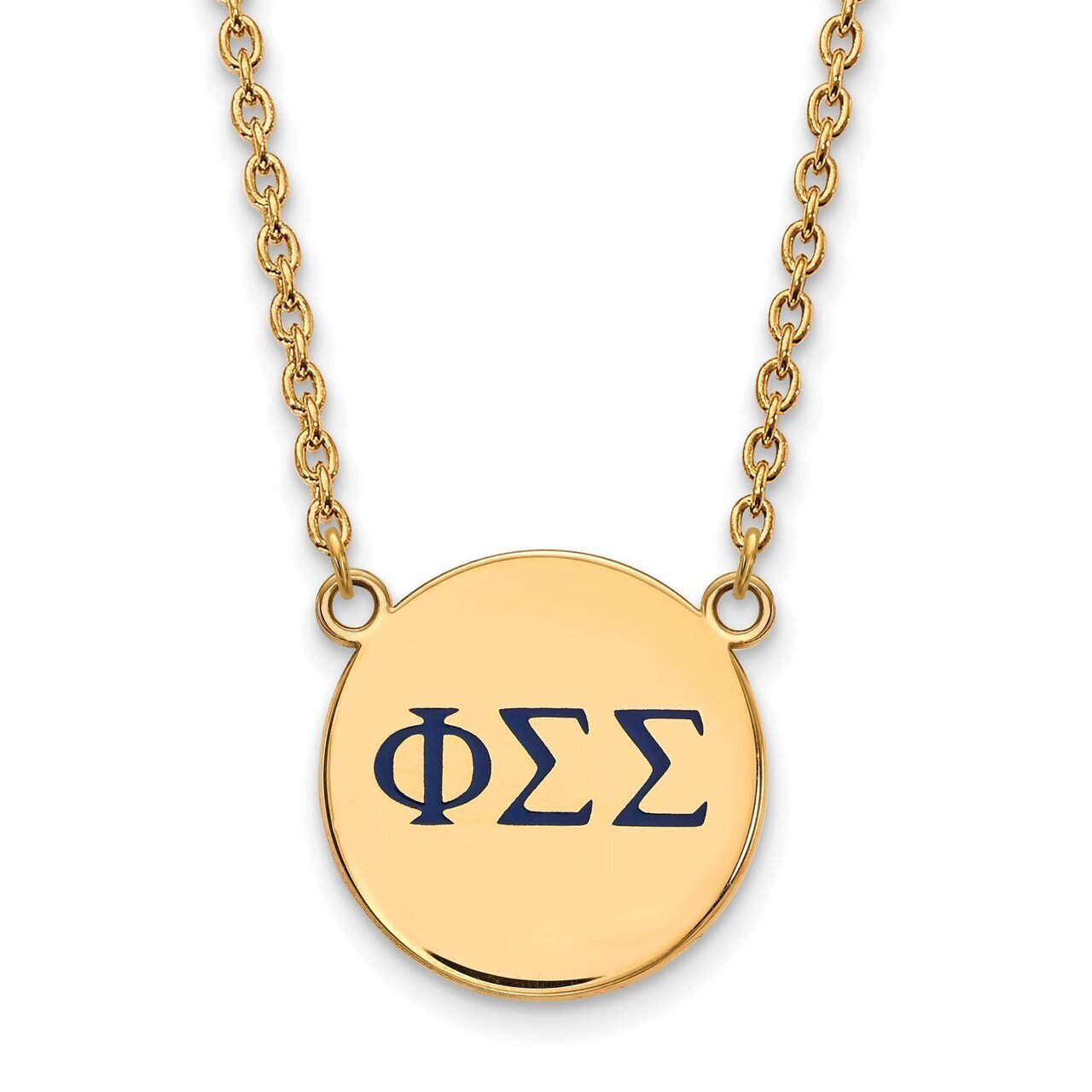 Phi Sigma Sigma Small Enameled Pendant with 18 Inch Chain Gold-plated Silver GP028PSS-18