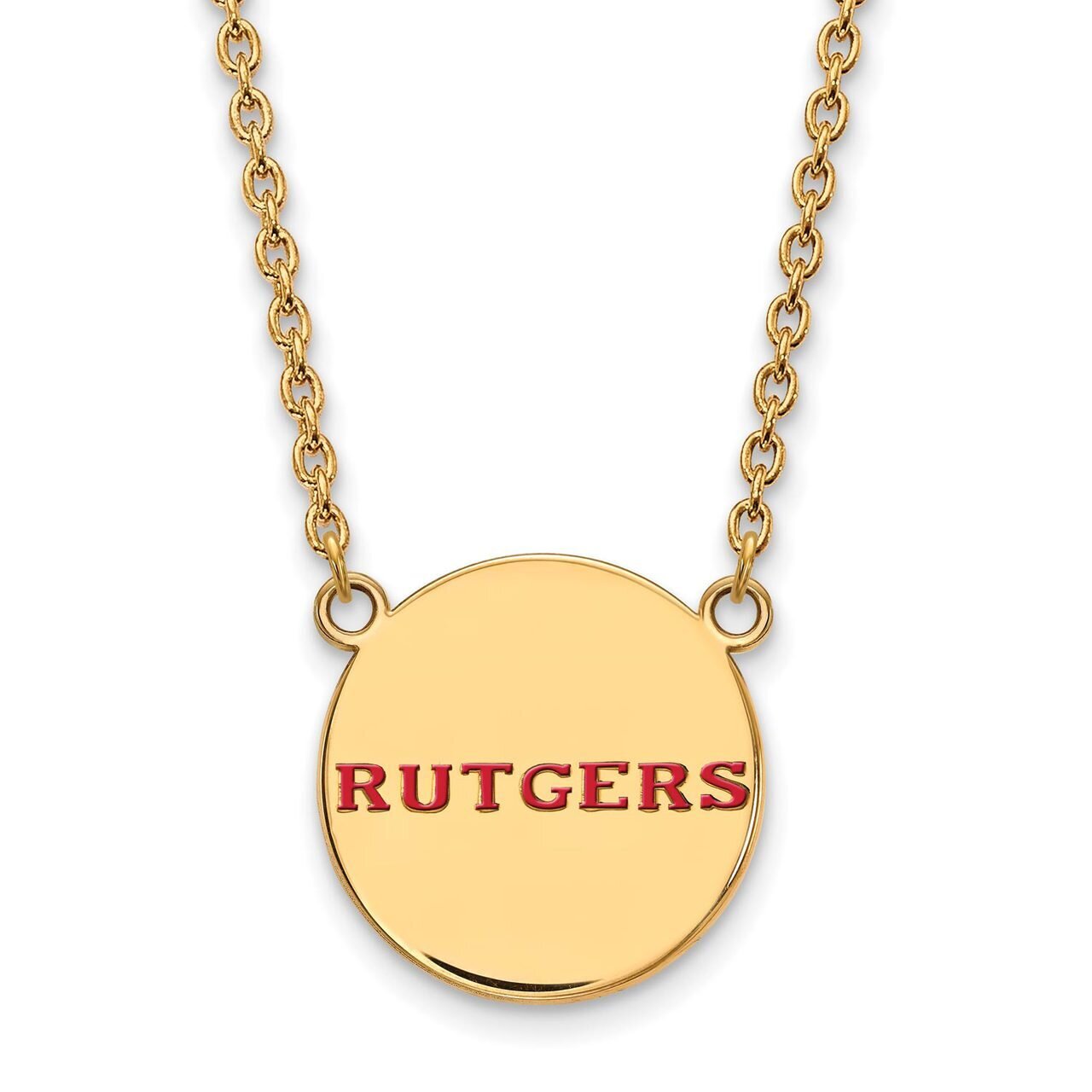 Rutgers Large Enamel Disc Necklace Gold-plated Silver GP028RUT-18, MPN: GP028RUT-18, 886774931883