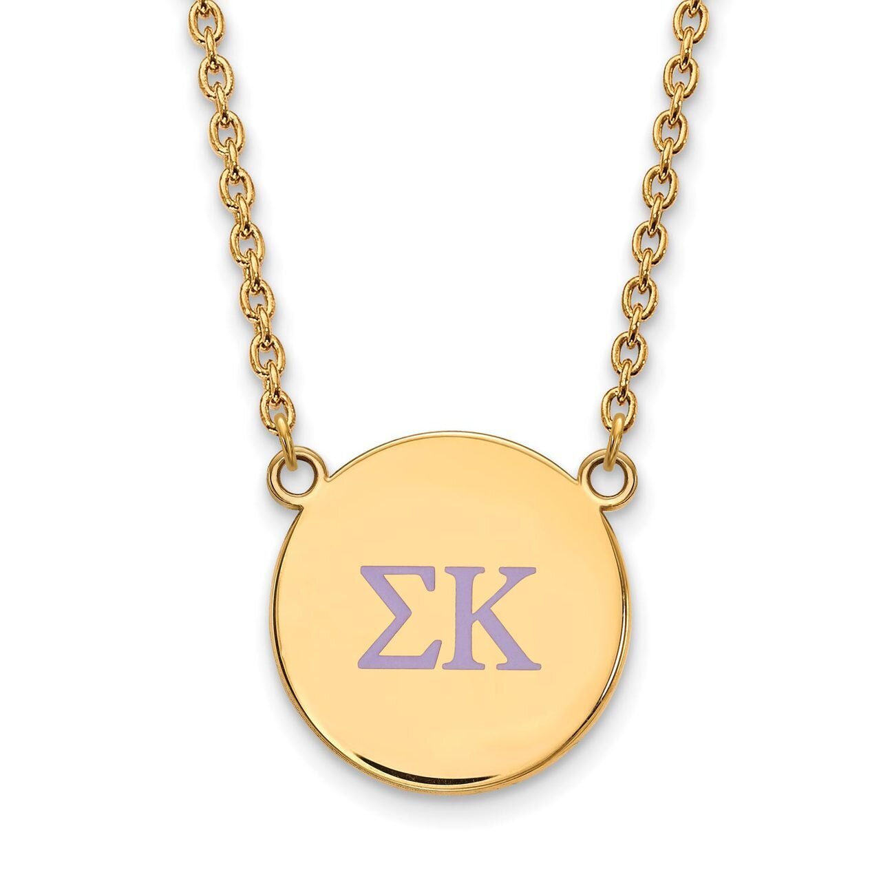 Sigma Kappa Small Enameled Pendant with 18 Inch Chain Gold-plated Silver GP028SKP-18, MPN: GP028SKP…