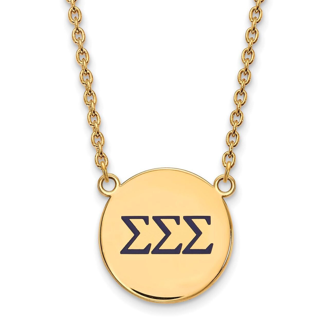 Sigma Sigma Sigma Small Enameled Pendant with 18 Inch Chain Gold-plated Silver GP028SSS-18, MPN: GP…