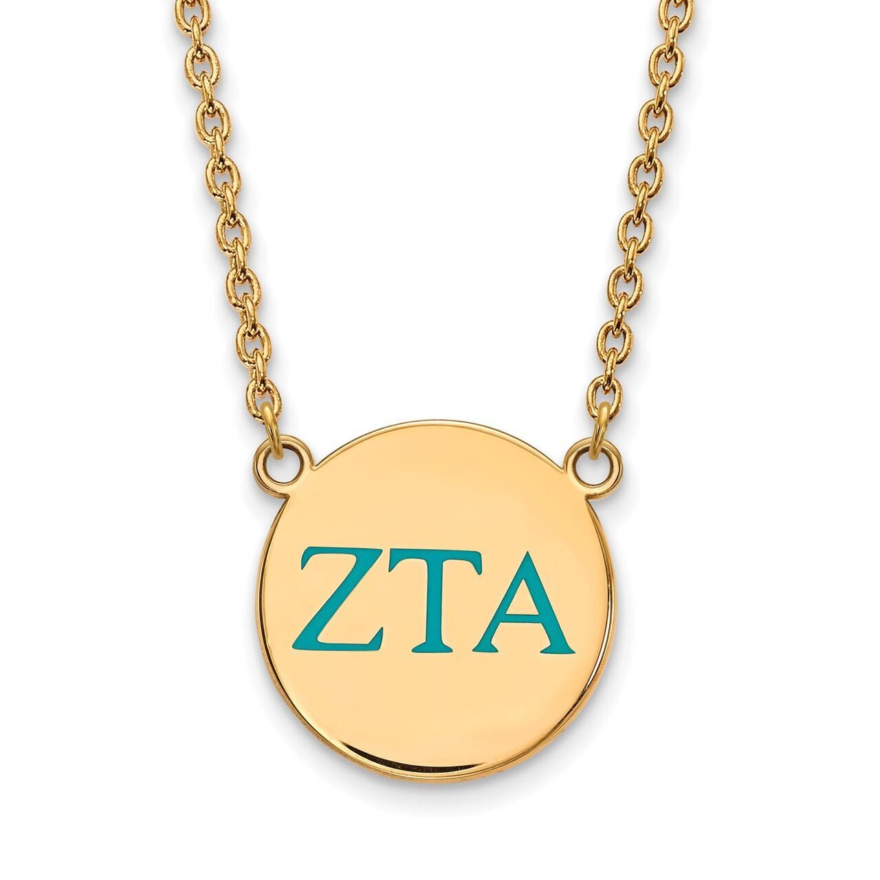 Zeta Tau Alpha Small Enameled Pendant with 18 Inch Chain Gold-plated Silver GP028ZTA-18