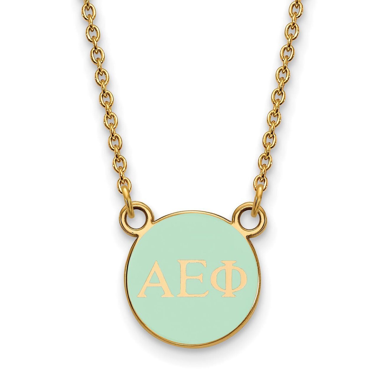 Alpha Epsilon Phi Extra Small Enameled Pendant with 18 Inch Chain Gold-plated Silver GP029AEP-18, M…