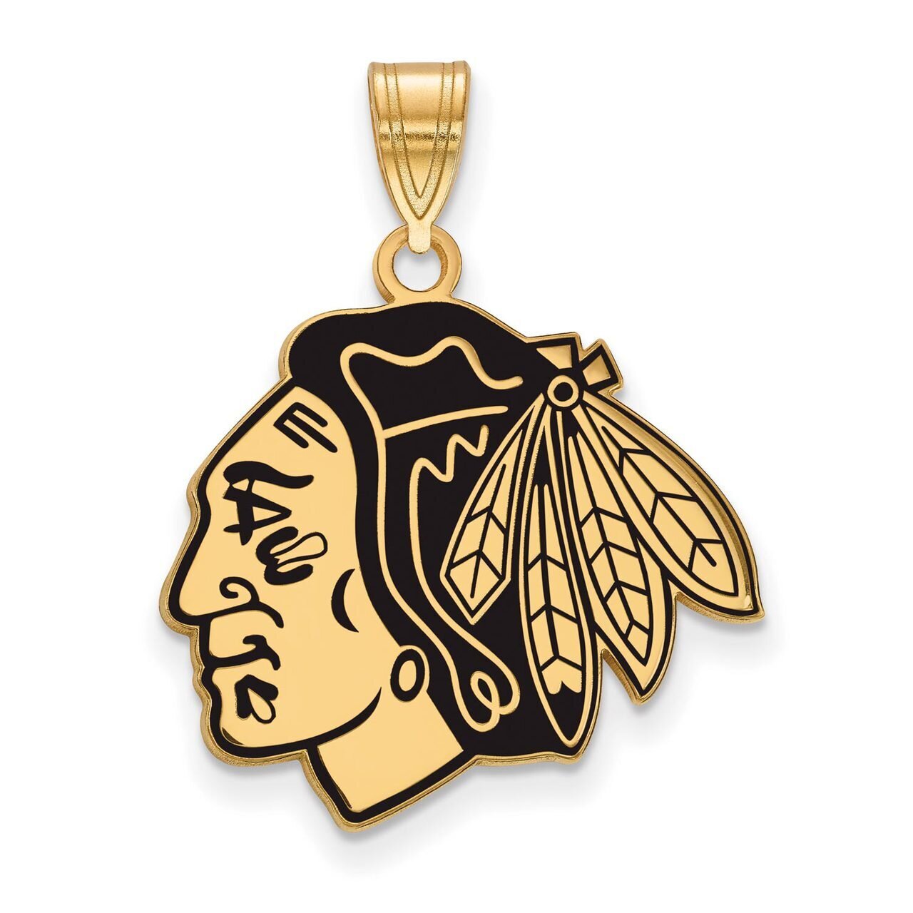 Chicago Blackhawks Large Enamel Pendant Gold-plated Silver GP029BLA, MPN: GP029BLA, 886774744124