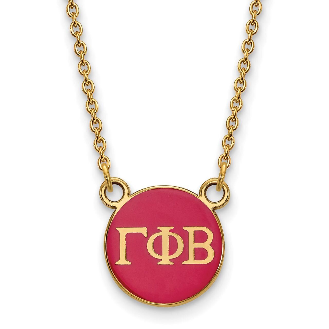 Gamma Phi Beta Extra Small Enameled Pendant with 18 Inch Chain Gold-plated Silver GP029GPB-18, MPN:…