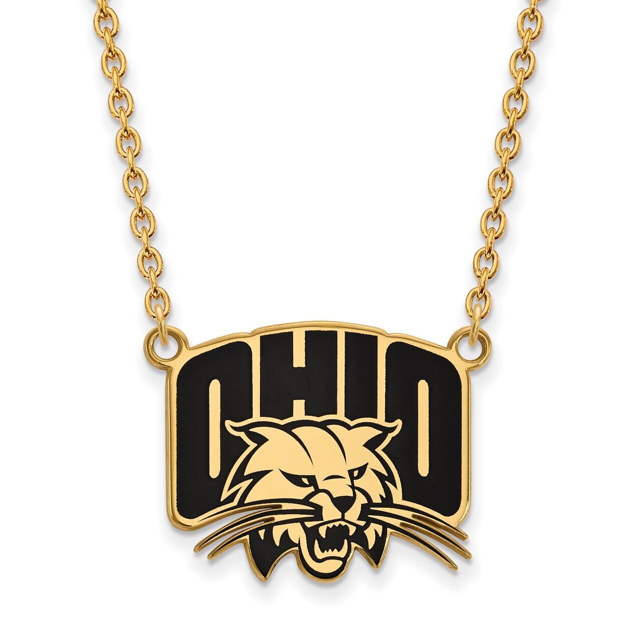 Ohio University Large Enamel Pendant with Chain Necklace Gold-plated Silver GP029OU-18, MPN: GP029O…