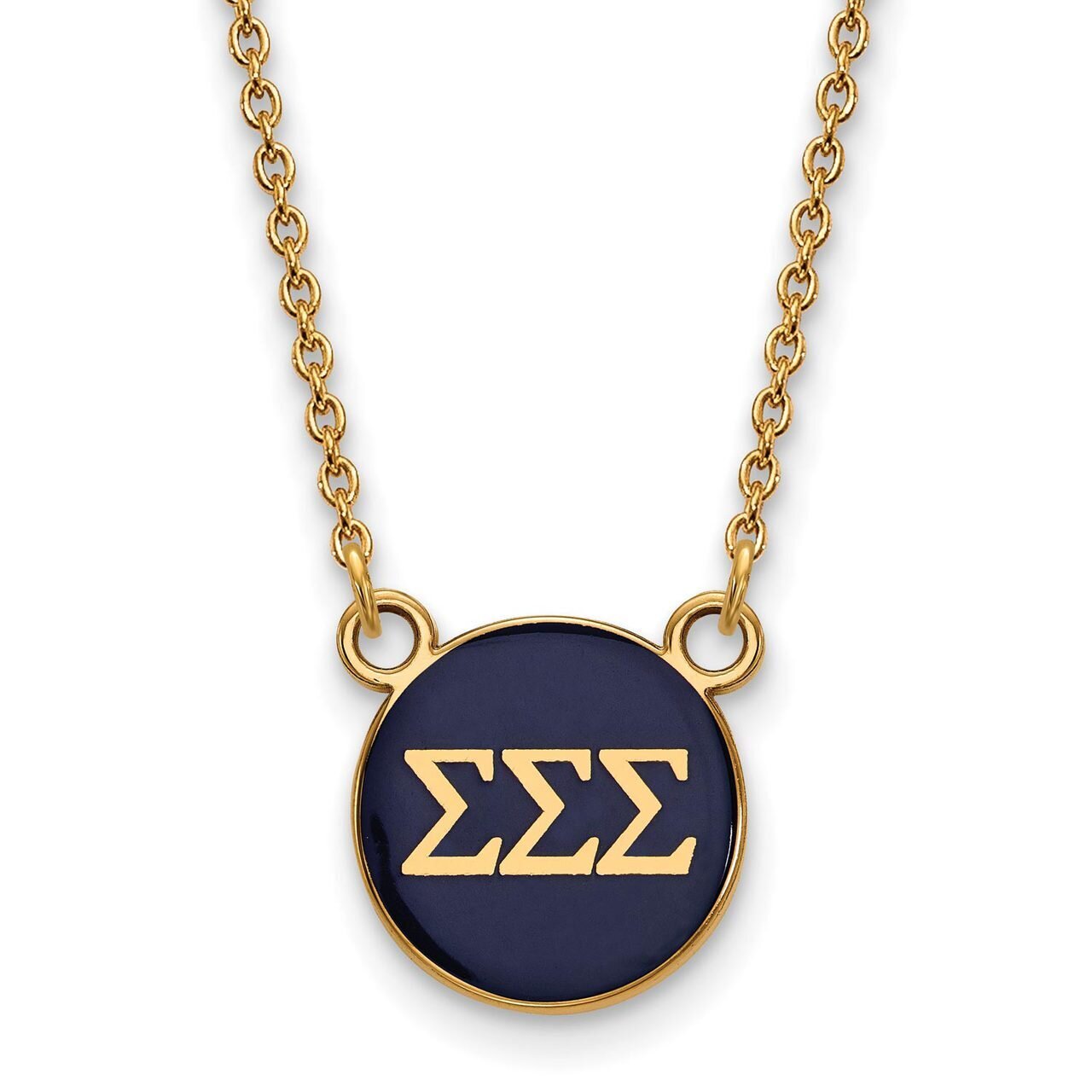 Sigma Sigma Sigma Extra Small Enameled Pendant with 18 Inch Chain Gold-plated Silver GP029SSS-18, M…