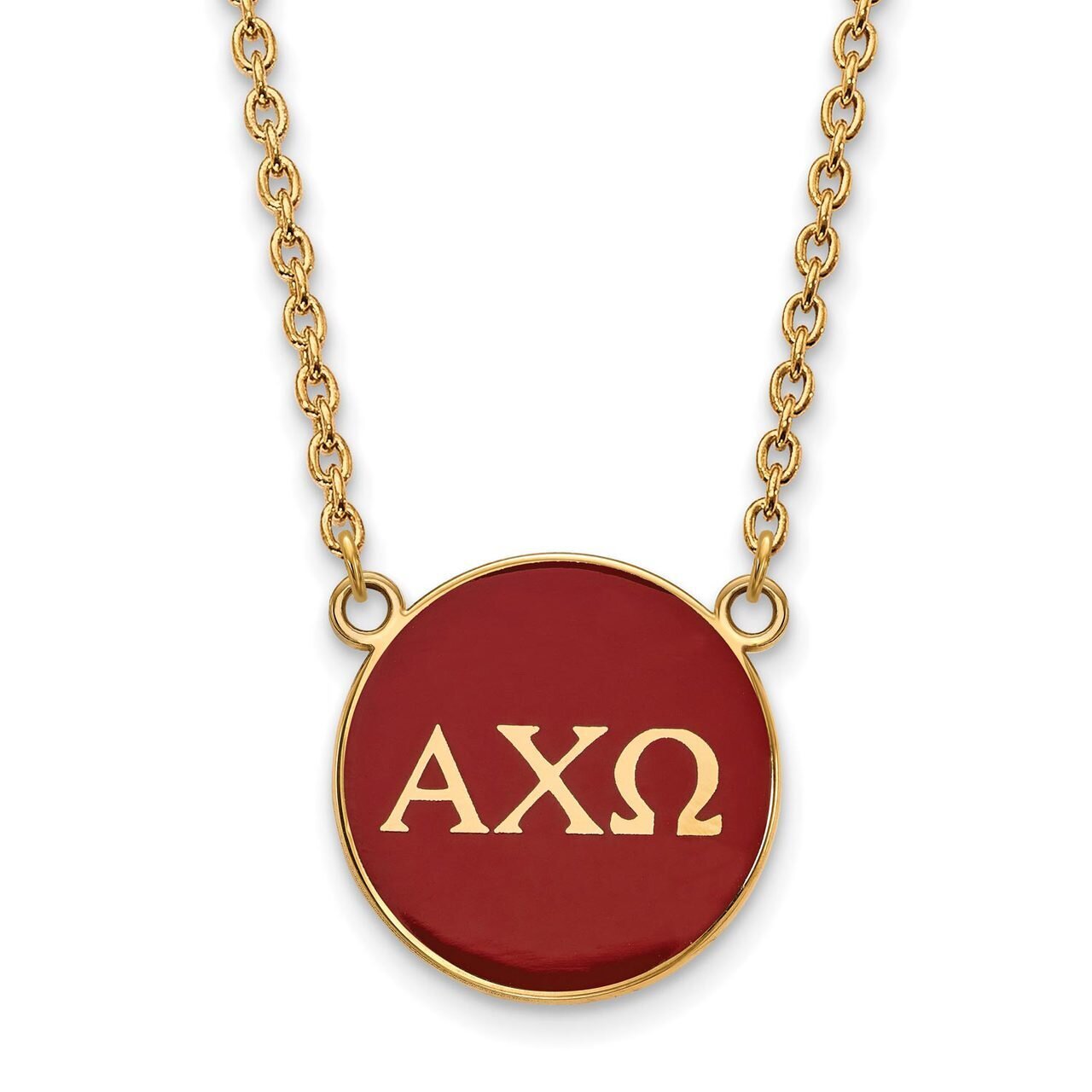 Alpha Chi Omega Small Enameled Pendant with 18 Inch Chain Gold-plated Silver GP030ACO-18, MPN: GP03…