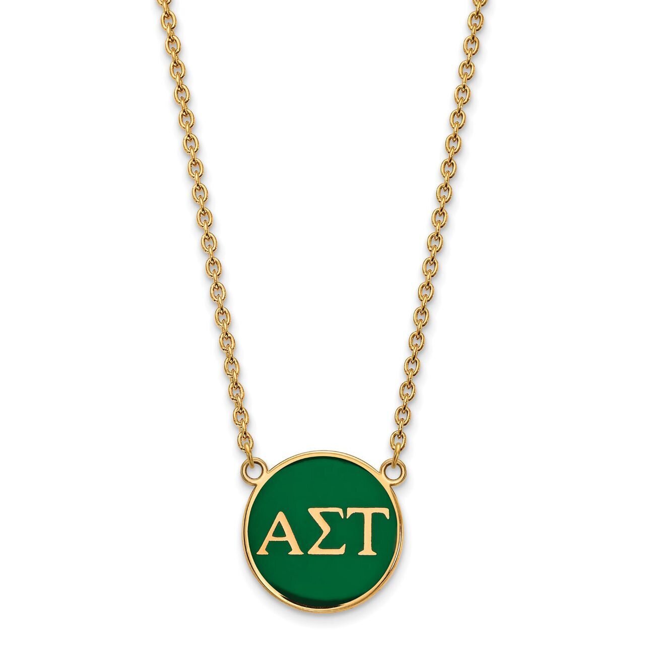 Alpha Sigma Tau Small Enameled Pendant with 18 Inch Chain Gold-plated Silver GP030ALS-18, MPN: GP03…