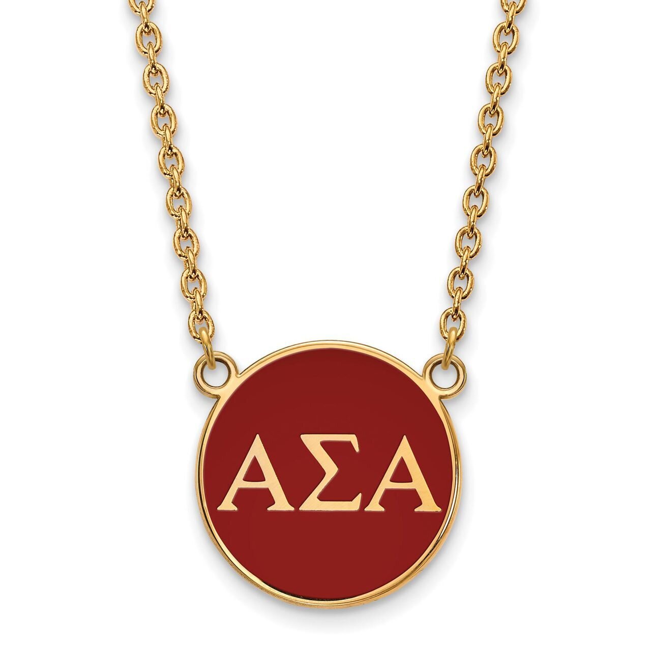 Alpha Sigma Alpha Small Enameled Pendant with 18 Inch Chain Gold-plated Silver GP030ASI-18