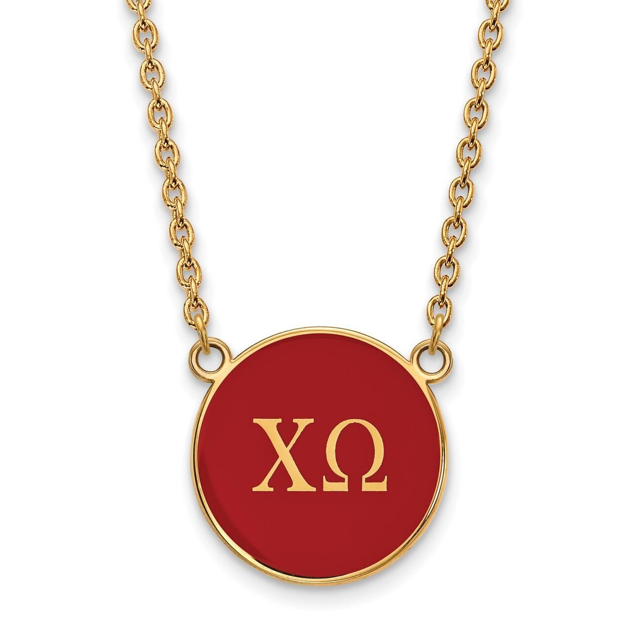 Chi Omega Small Enameled Pendant with 18 Inch Chain Gold-plated Silver GP030CHO-18, MPN: GP030CHO-1…