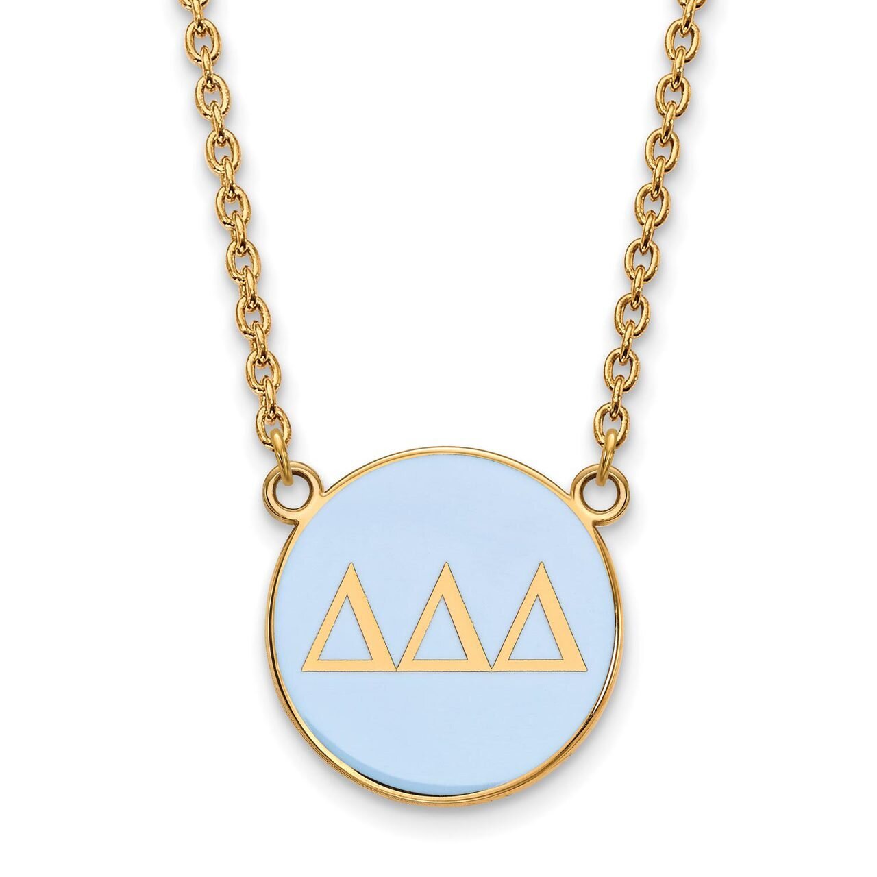 Delta Delta Delta Small Enameled Pendant with 18 Inch Chain Gold-plated Silver GP030DDD-18