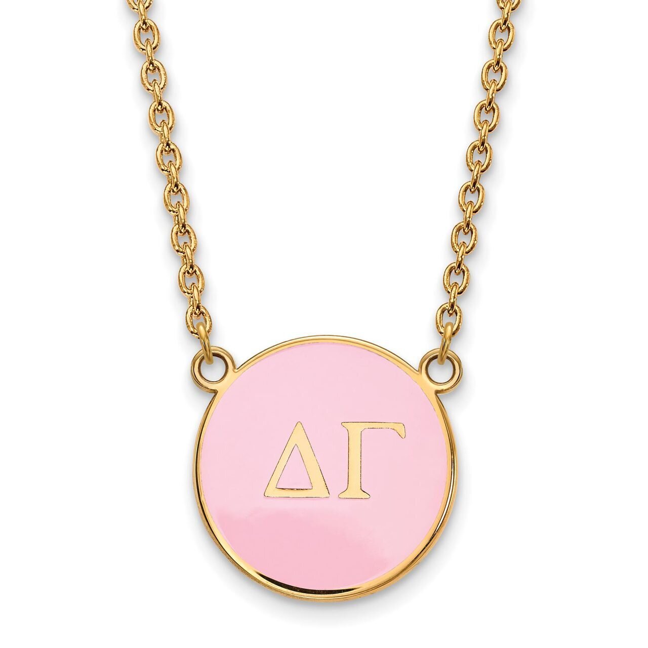 Delta Gamma Small Enameled Pendant with 18 Inch Chain Gold-plated Silver GP030DG-18