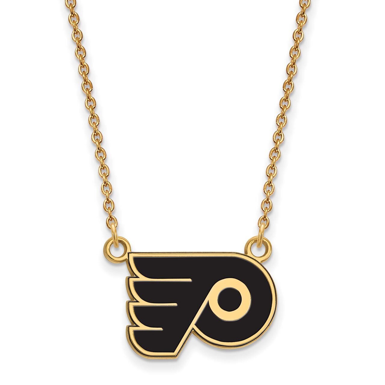 Philadelphia Flyers Small Enamel Pendant with Chain Necklace Gold-plated Silver GP030FLY-18, MPN: G…