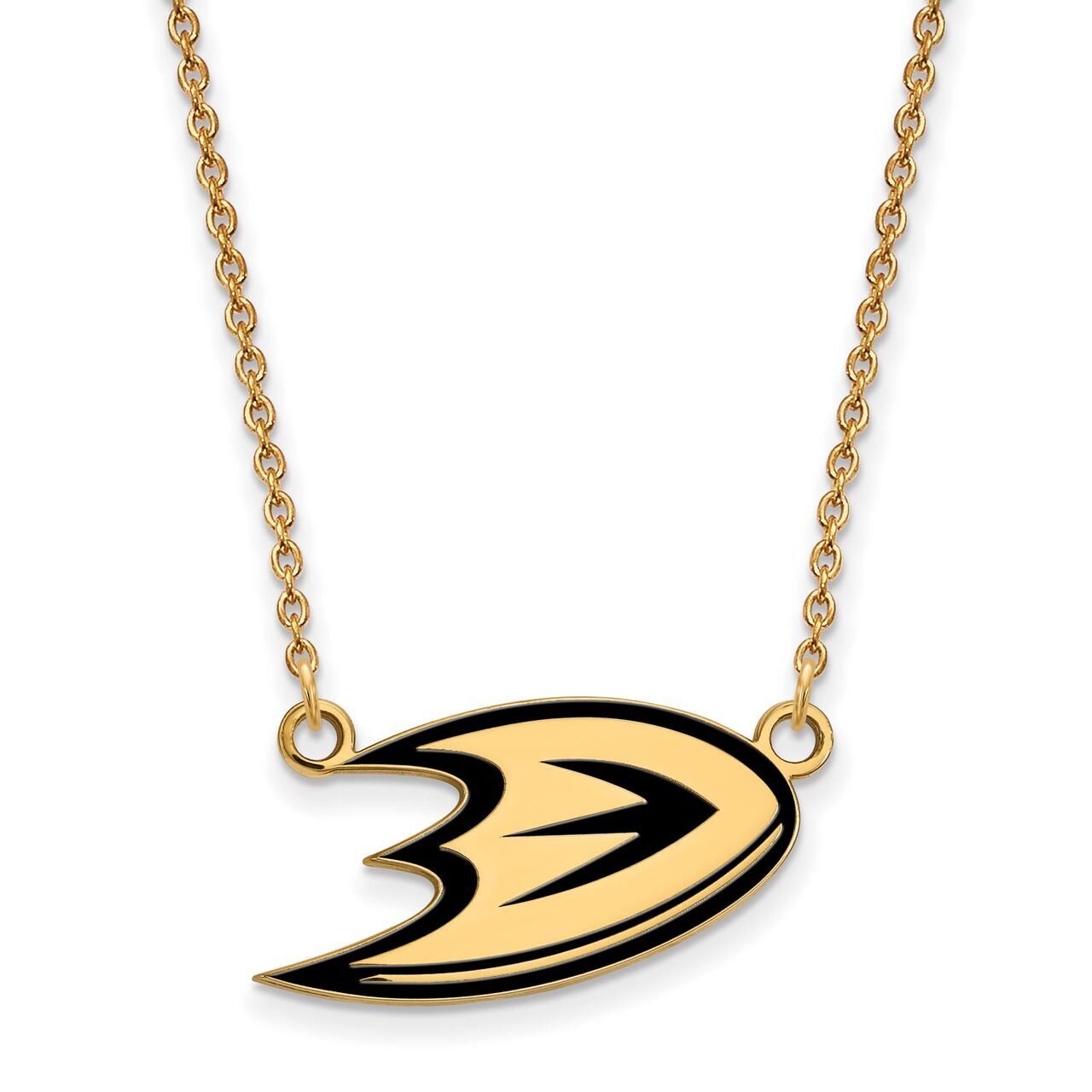 Anaheim Ducks Small Enamel Pendant with Chain Necklace Gold-plated Silver GP030MDU-18