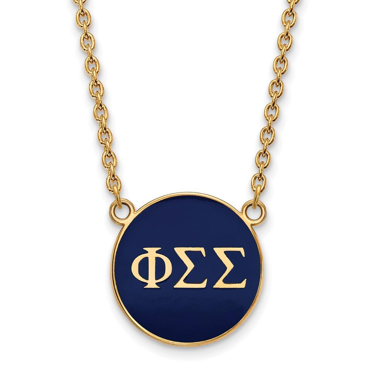 Phi Sigma Sigma Small Enameled Pendant with 18 Inch Chain Gold-plated Silver GP030PSS-18, MPN: GP03…