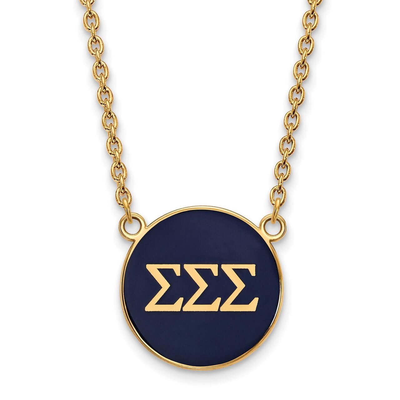 Sigma Sigma Sigma Small Enameled Pendant with 18 Inch Chain Gold-plated Silver GP030SSS-18