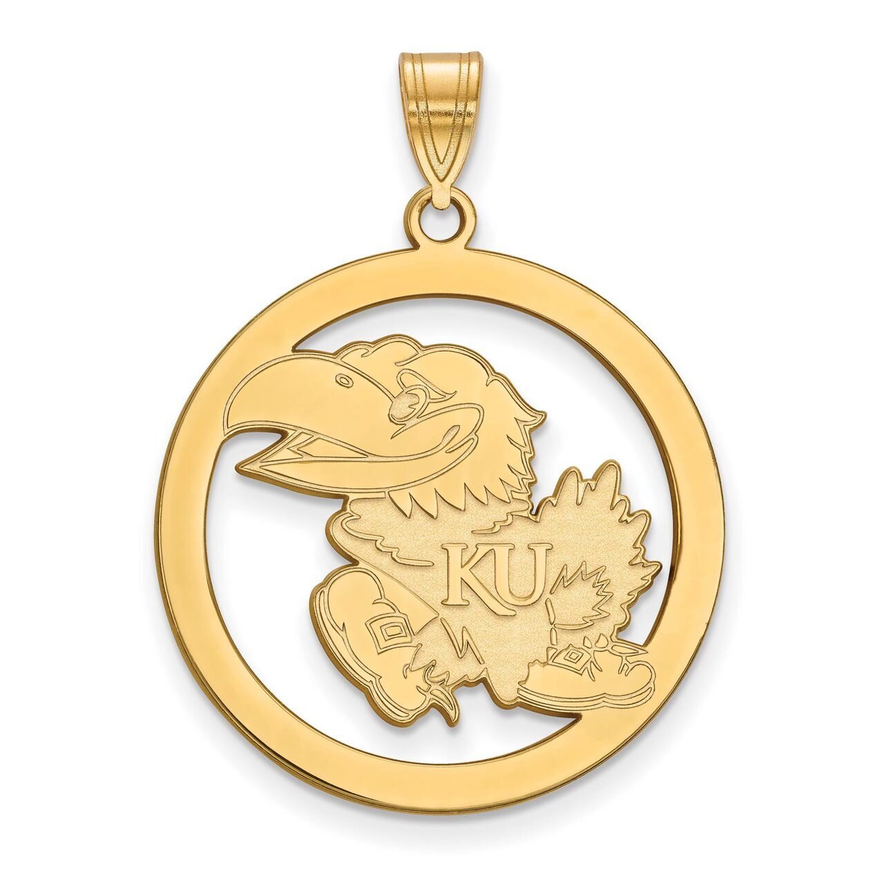 University of Kansas L Pendant in Circle Gold-plated Silver GP030UKS, MPN: GP030UKS, 886774933887