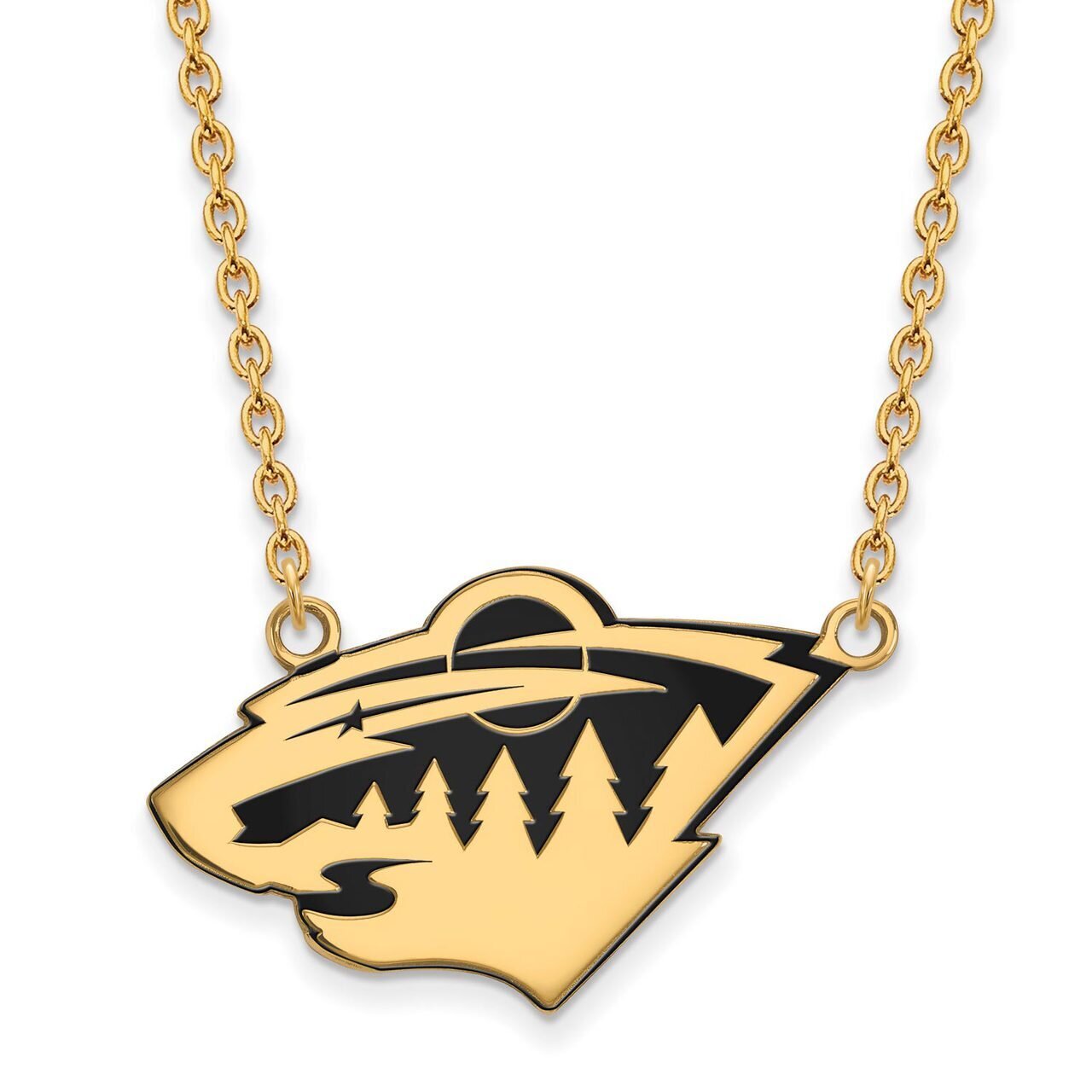 Minnesota Wild Large Enamel Pendant with Chain Necklace Gold-plated Silver GP030WIL-18, MPN: GP030W…