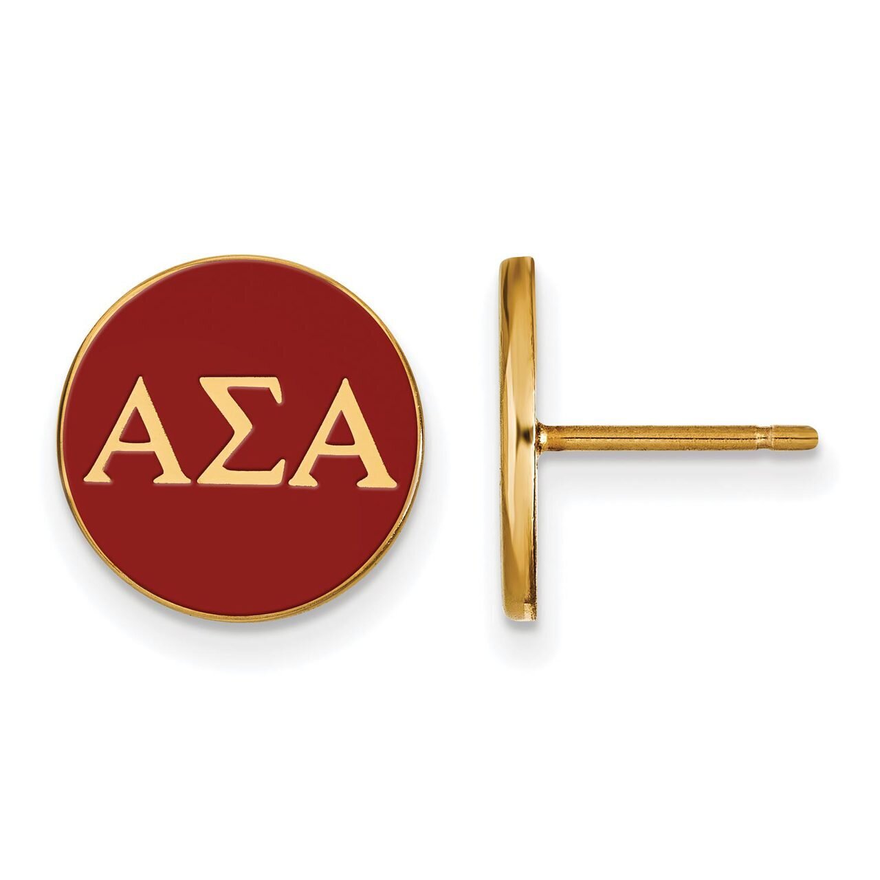 Alpha Sigma Alpha Enameled Post Earrings Gold-plated Silver GP031ASI, MPN: GP031ASI, 886774934150