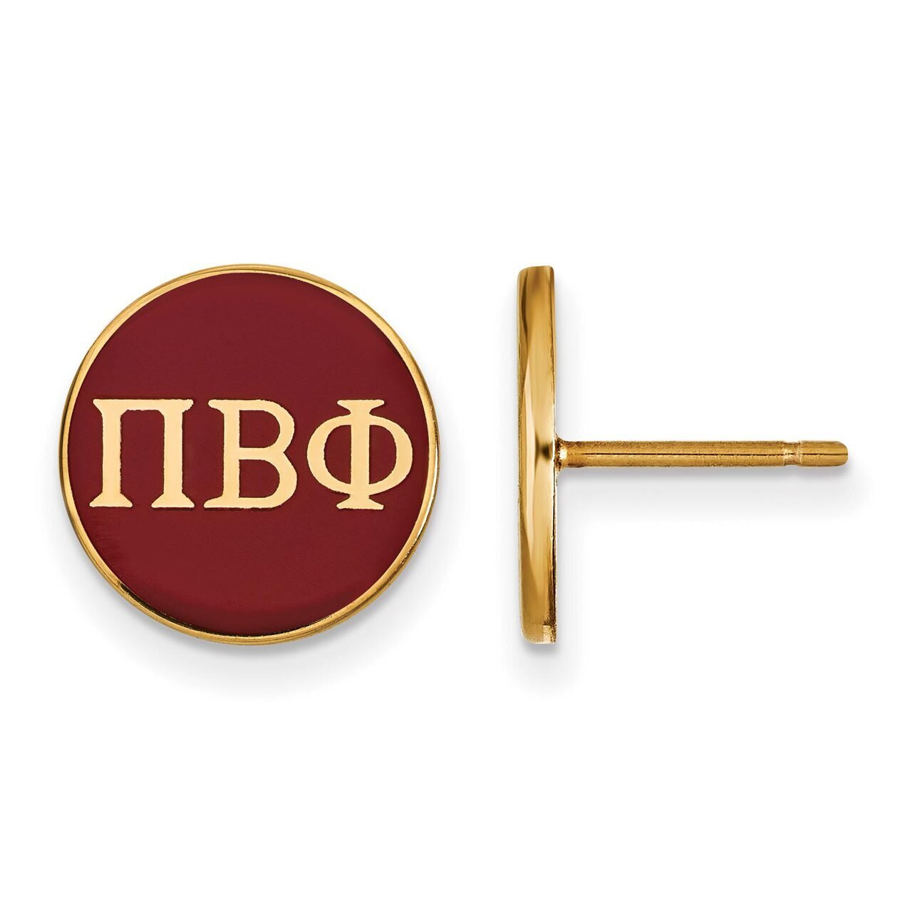 Pi Beta Phi Enameled Post Earrings Gold-plated Silver GP031PBP, MPN: GP031PBP, 886774934372
