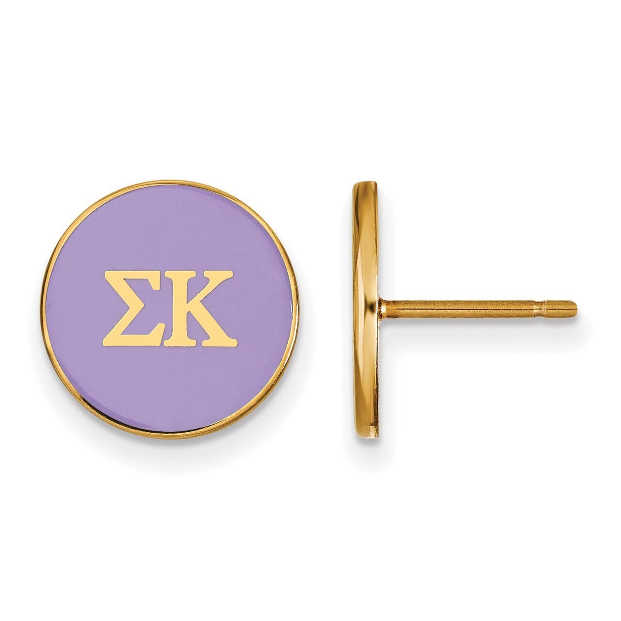 Sigma Kappa Enameled Post Earrings Gold-plated Silver GP031SKP, MPN: GP031SKP, 886774934440