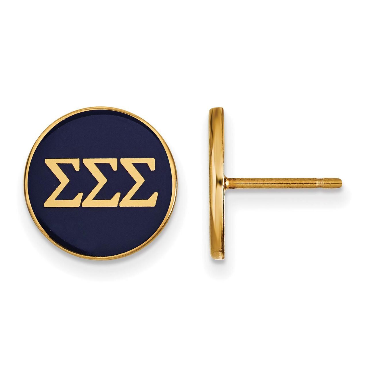 Sigma Sigma Sigma Enameled Post Earrings Gold-plated Silver GP031SSS, MPN: GP031SSS, 886774934457