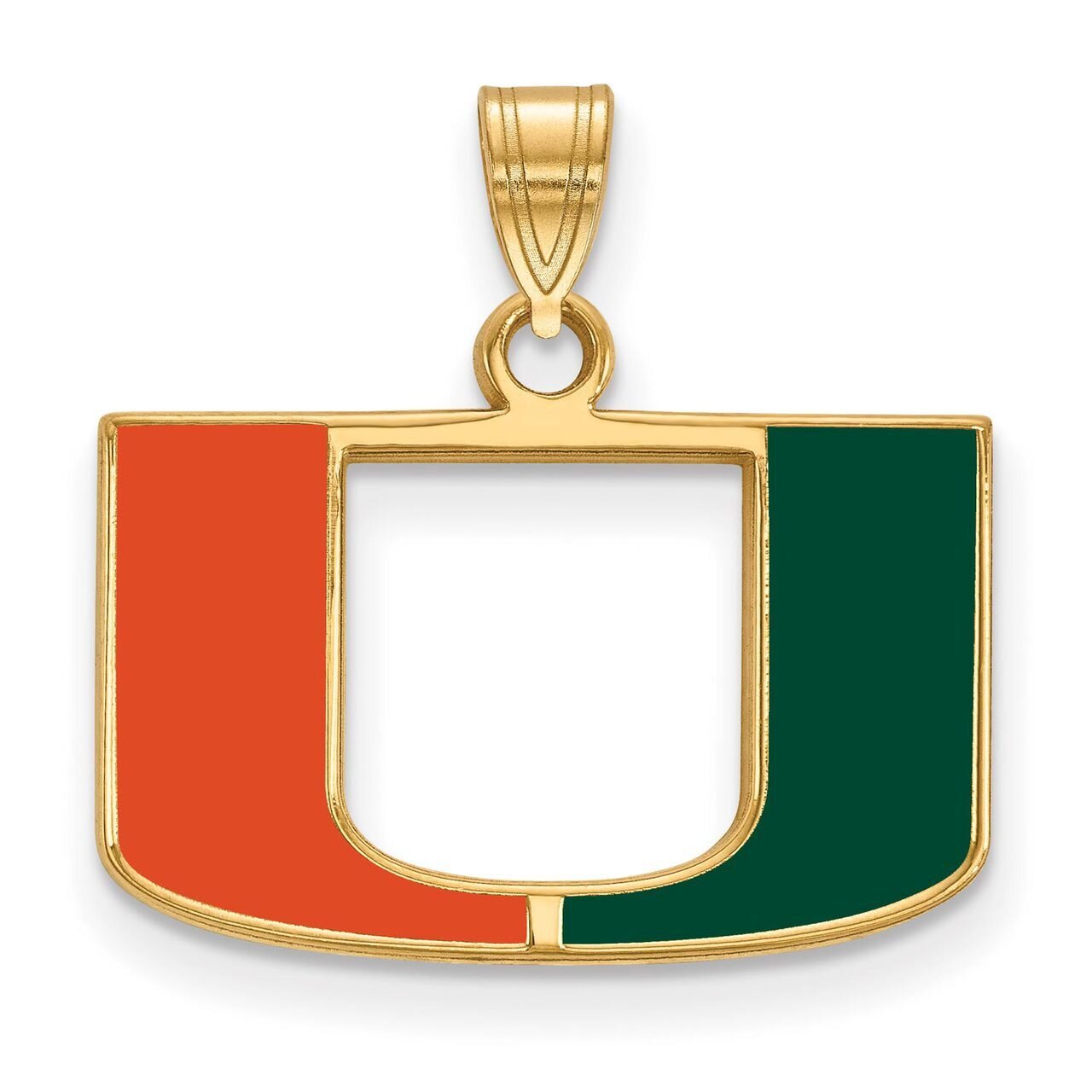 University of Miami Small Enamel Pendant Gold-plated Silver GP031UMF, MPN: GP031UMF, 886774934655