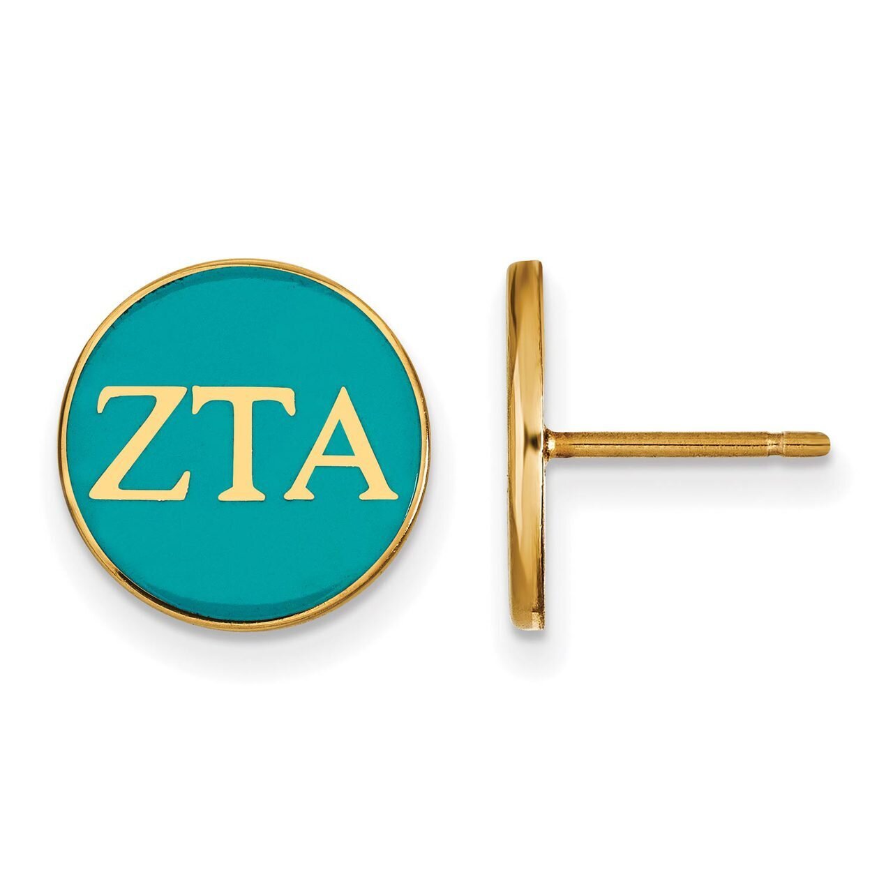 Zeta Tau Alpha Enameled Post Earrings Gold-plated Silver GP031ZTA